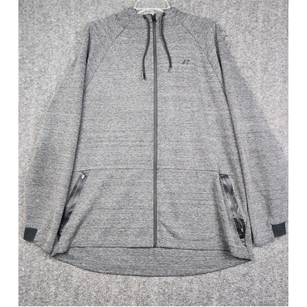 Russell Fusion Knit Hoodie Mens XL Grey Full Zip Bonded Pocket RM38445H